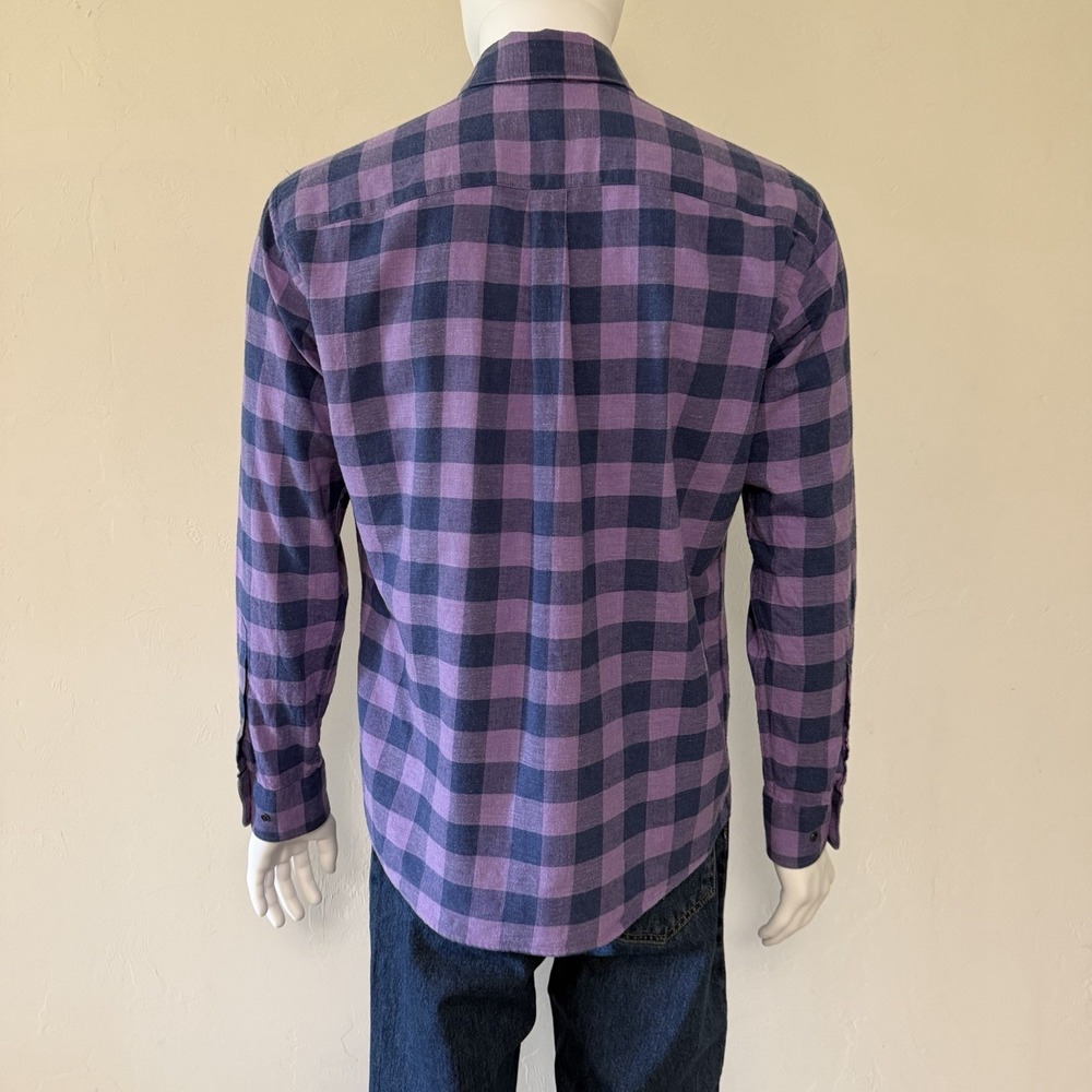 Peter Millar Purple Navy Plaid Cotton Flannel Button-Up Men Shirt size M - Picture 8 of 14